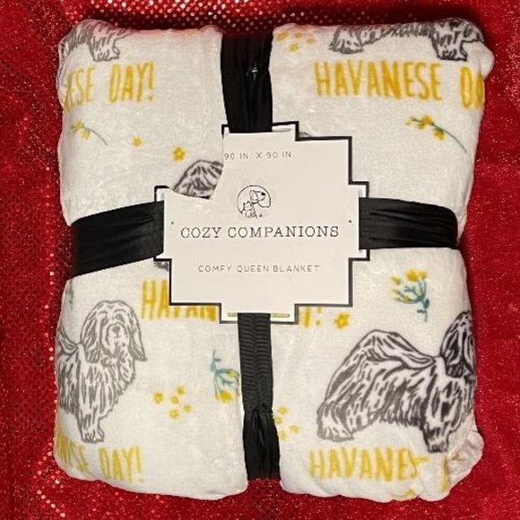 HAVANESE DAY ! BEAUTIFUL HAVANESE DOG 90" X 90" QUEEN BLANKET / LARGE THROW - Picture 2 of 6